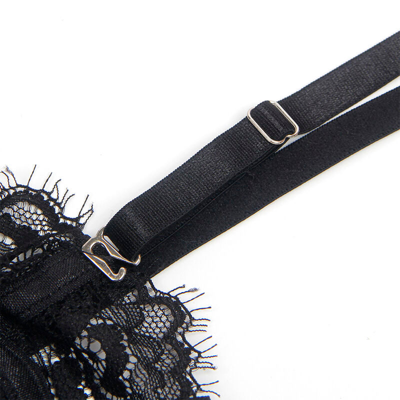 SUBBLIME - 955496 BODY EN DENTELLE AVEC NŒUDS ET JARRETELLES NOIR S/M - 7eme ciel