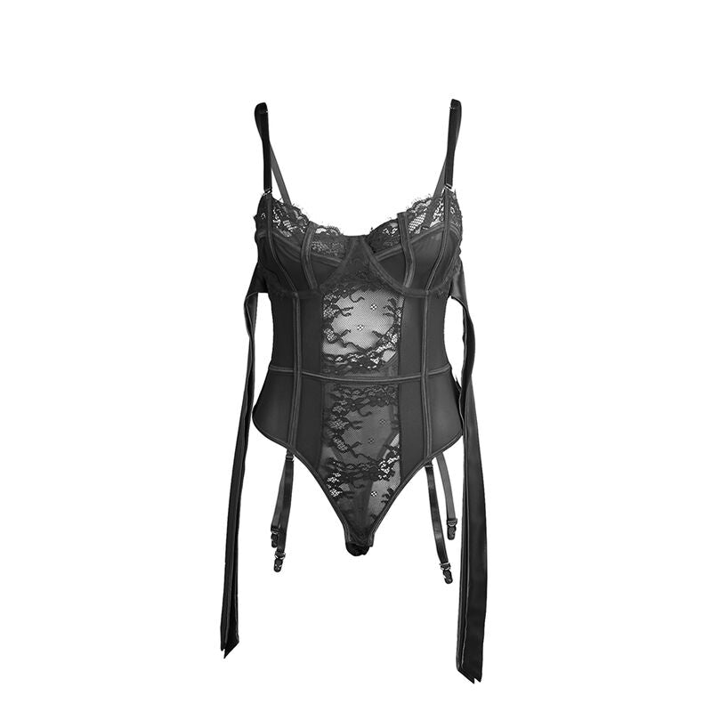 SUBBLIME - 955502 BODY EN DENTELLE AVEC NŒUDS ET JARRETELLES NOIR L/XL - 7eme ciel