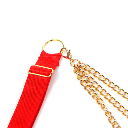 SUBBLIME - 955519 ENSEMBLE SOUTIEN-GORGE AVEC CHAÎNES ET COEUR EN MAILLE ROUGE S/M