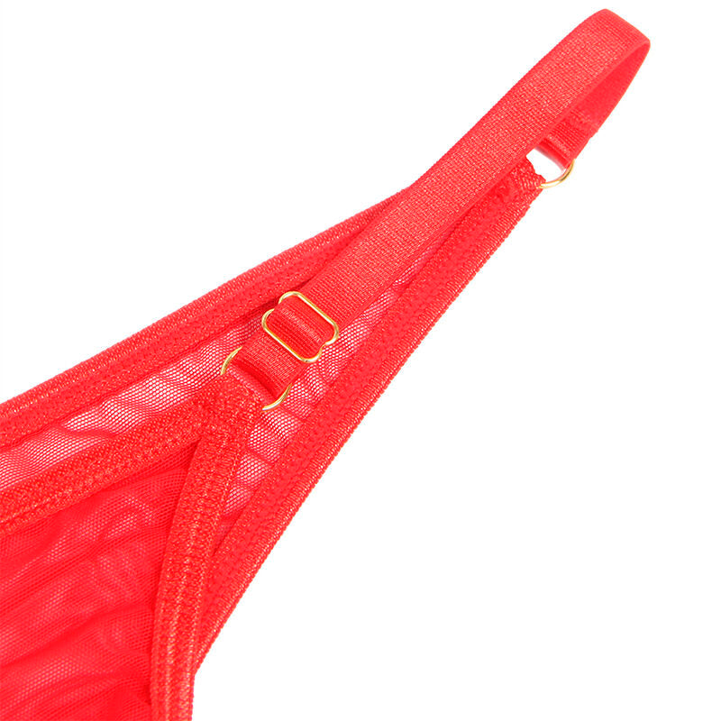 SUBBLIME - 955526 ENSEMBLE SOUTIEN-GORGE AVEC CHAÎNES ET COEUR EN MAILLE ROUGE L/XL - 7eme ciel