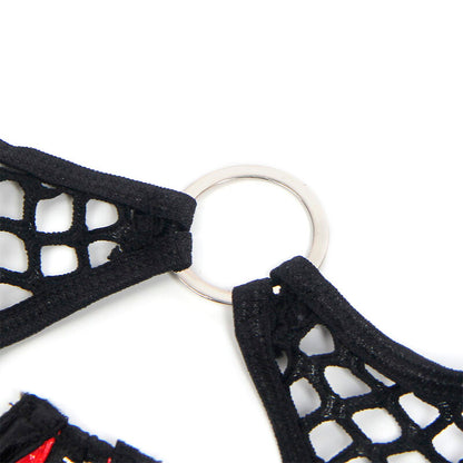 SUBBLIME - 955540 ENSEMBLE SOUTIEN-GORGE À FERMETURE ÉCLAIR EN CUIR VERNI ROUGE L/XL