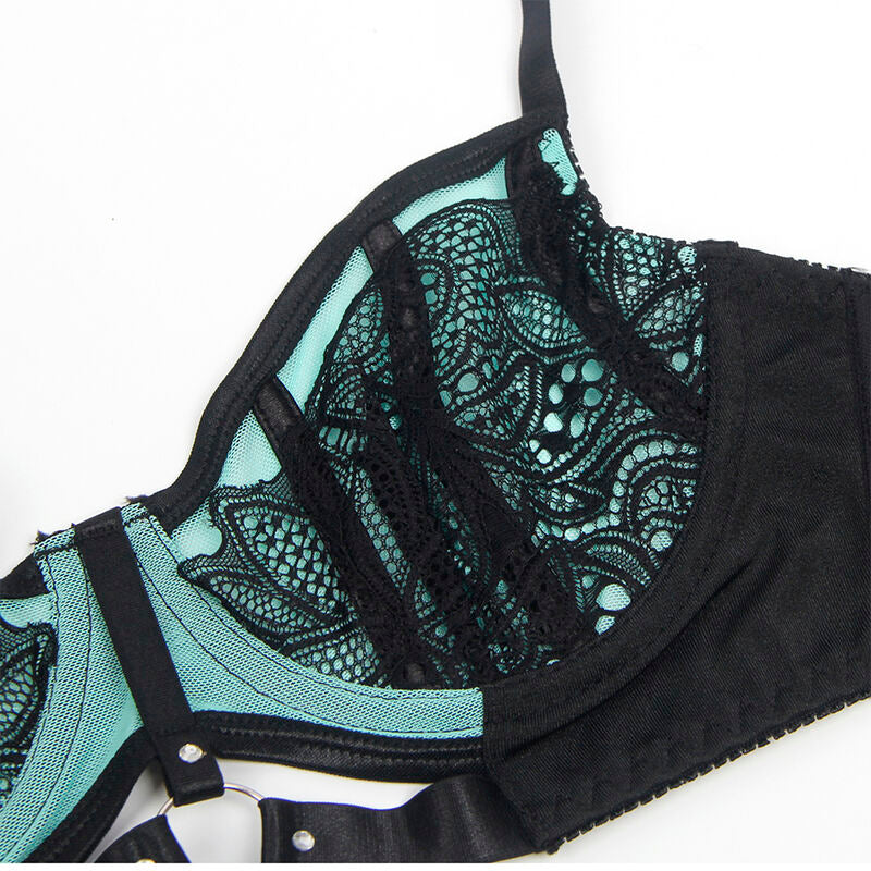 SUBBLIME - 955564 ENSEMBLE SOUTIEN-GORGE À FERMETURE ÉCLAIR EN CUIR VERNI VERT L/XL - 7eme ciel