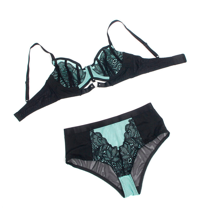 SUBBLIME - 955564 ENSEMBLE SOUTIEN-GORGE À FERMETURE ÉCLAIR EN CUIR VERNI VERT L/XL - 7eme ciel
