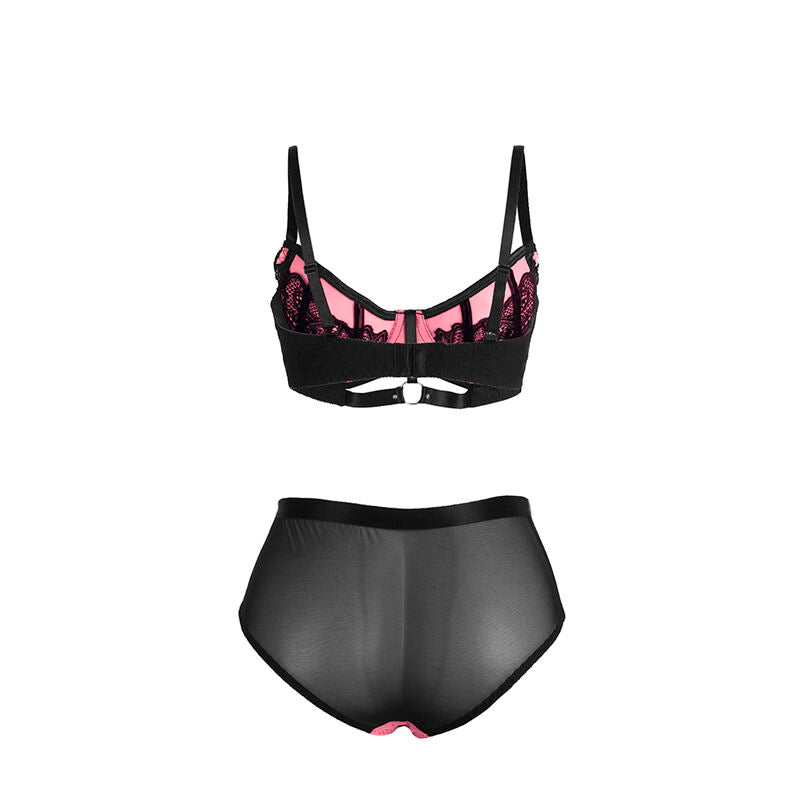 SUBBLIME - 955588 ENSEMBLE SOUTIEN-GORGE EN CUIR VERNI ROSE AVEC FERMETURE ÉCLAIR L/XL - 7eme ciel