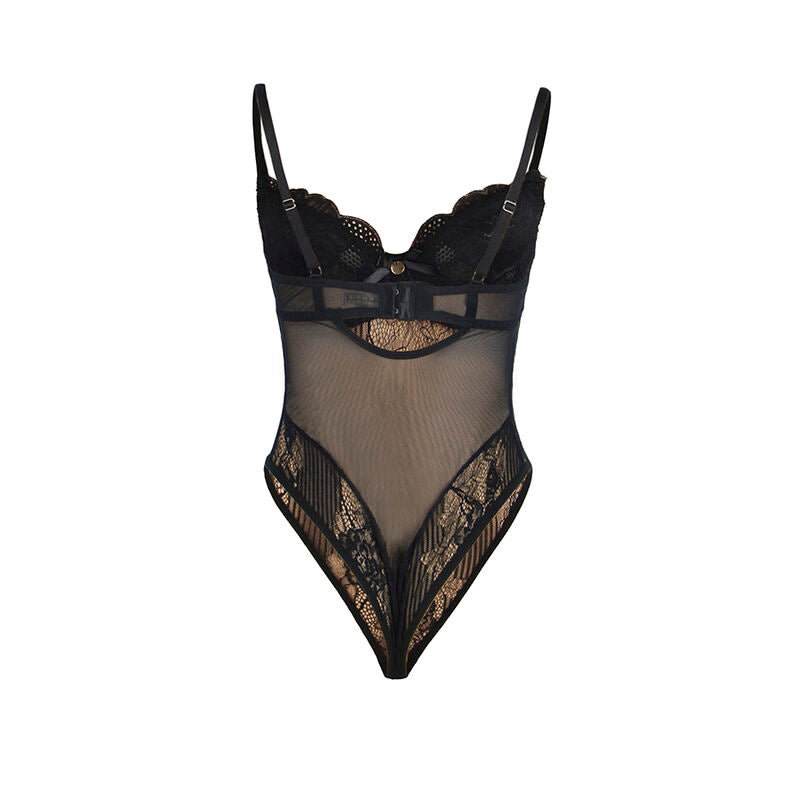 SUBBLIME - 955618 BODY EN DENTELLE AVEC FERMETURE EN BAS NOIR S/M - 7eme ciel