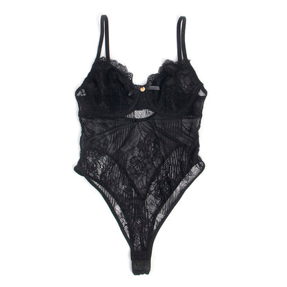 SUBBLIME - 955618 BODY EN DENTELLE AVEC FERMETURE EN BAS NOIR S/M