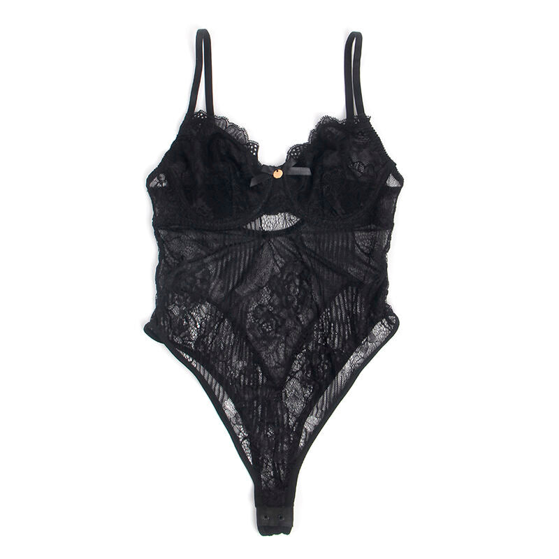 SUBBLIME - 955618 BODY EN DENTELLE AVEC FERMETURE EN BAS NOIR S/M - 7eme ciel