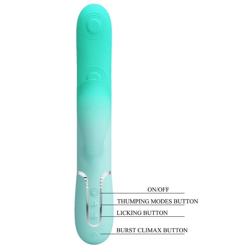 PRETTY LOVE - VIBRATEUR LAPIN MULTIFONCTION GIGI VERT AQUA - 7eme ciel