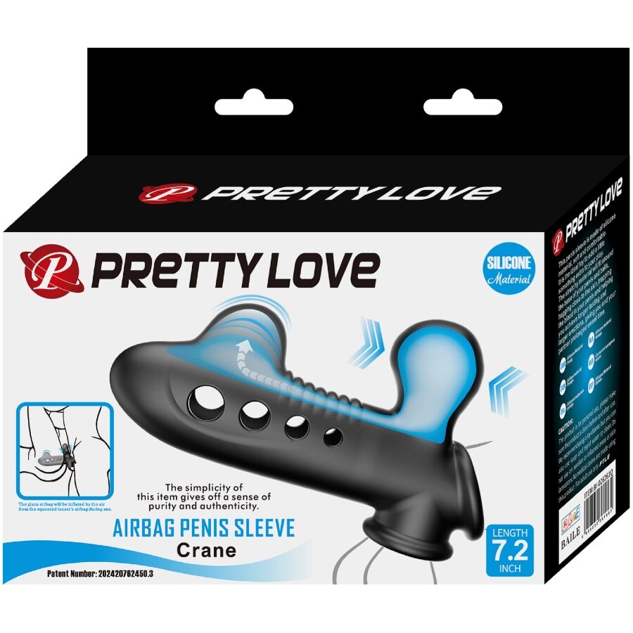 PRETTY LOVE - MANCHON PÉNIS CRANE AVEC AIRBAG NOIR - 7eme ciel
