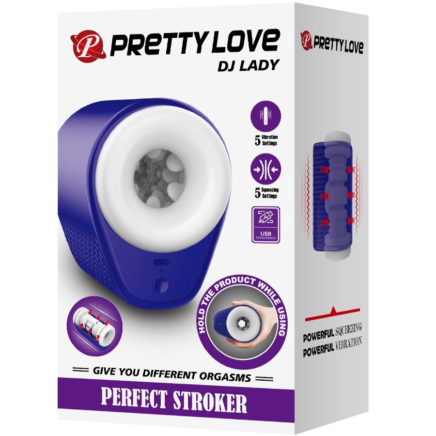 PRETTY LOVE - MASTURBATEUR POUR HOMME DJ LADY AVEC VIBRATION 5 RÉGLAGES VIOLET