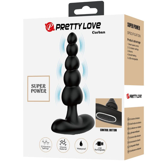 PRETTY LOVE - VIBRATEUR ANAL CORBAN 10 VIBRATIONS NOIR - 7eme ciel