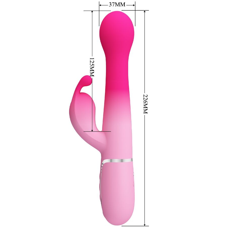 PRETTY LOVE - VIBRATEUR LAPIN MULTIFONCTION 3 EN 1 DEJON ROSE - 7eme ciel