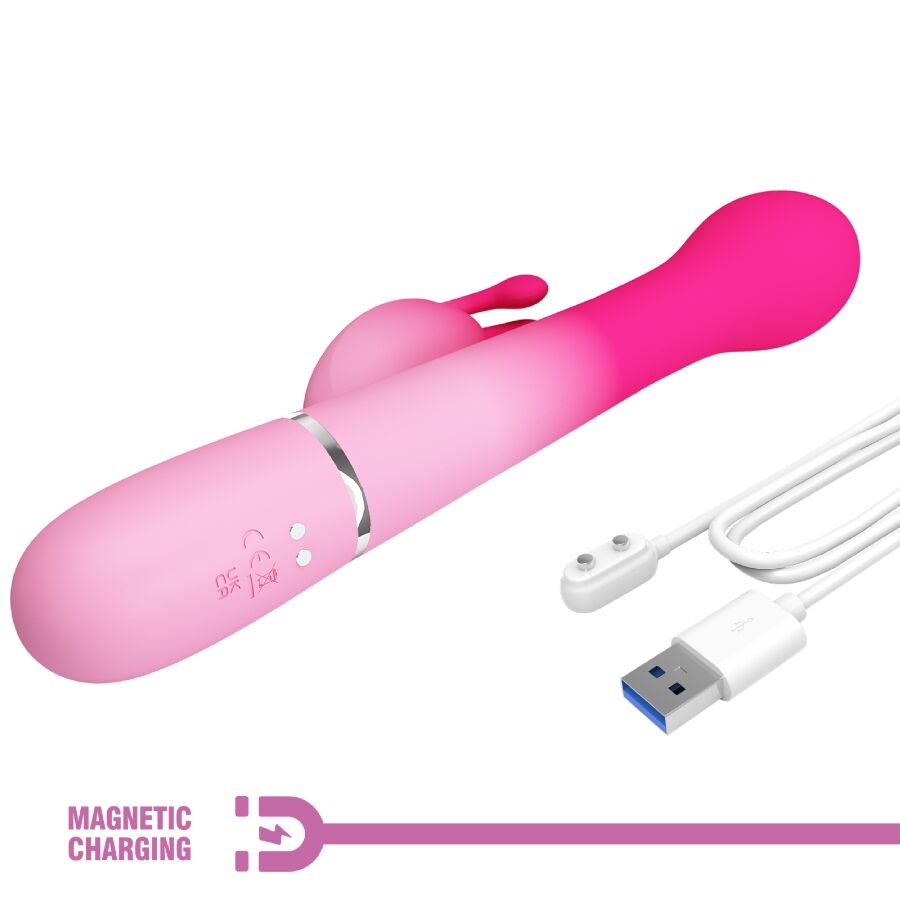 PRETTY LOVE - VIBRATEUR LAPIN MULTIFONCTION 3 EN 1 DEJON ROSE - 7eme ciel