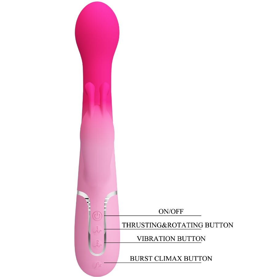 PRETTY LOVE - VIBRATEUR LAPIN MULTIFONCTION 3 EN 1 DEJON ROSE - 7eme ciel