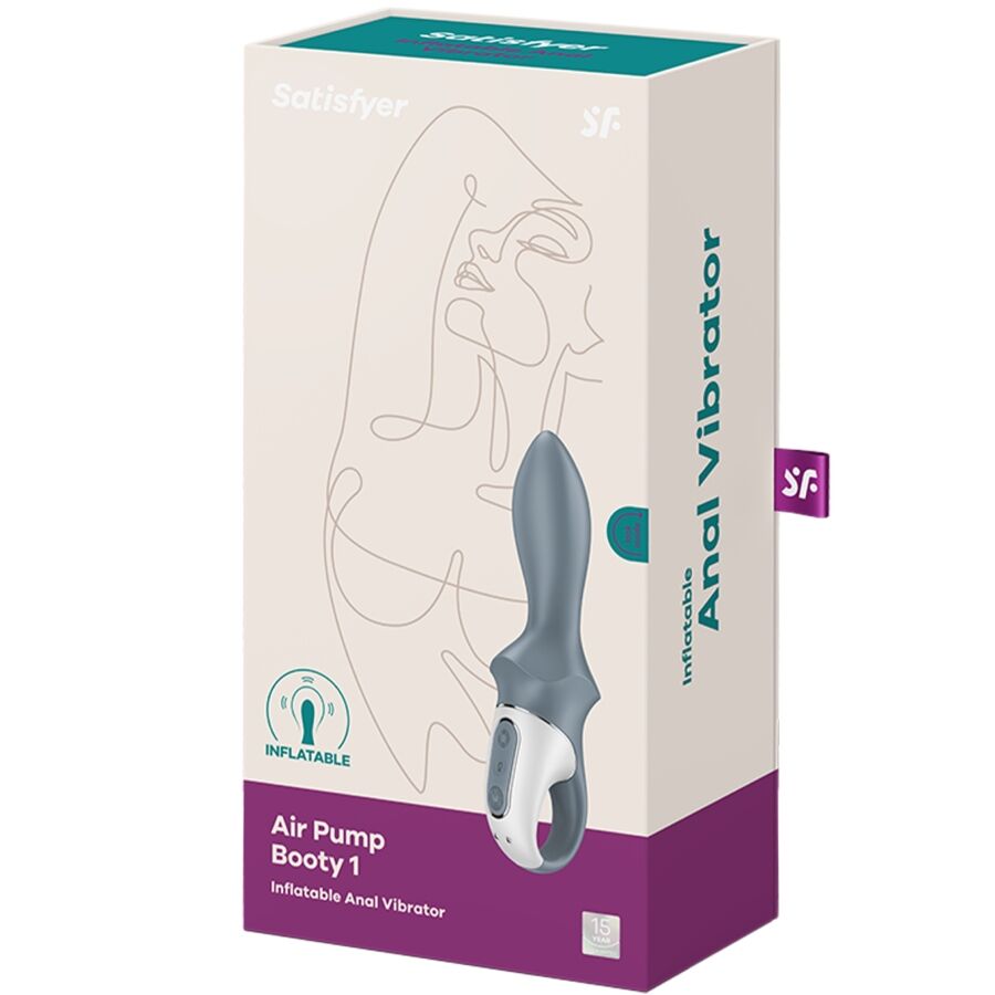SATISFYER - AIR PUMP BOOTY 1 VIBRATEUR GONFLABLE ANAL GRIS - 7eme ciel