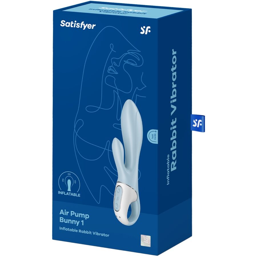 SATISFYER - AIR PUMP BUNNY 1 VIBRATEUR GONFLABLE LAPIN BLEU - 7eme ciel