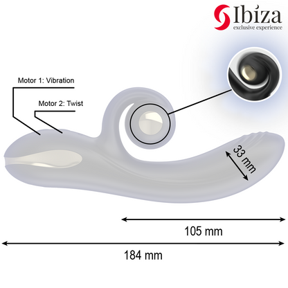 IBIZA - VIBRATEUR TWISTER AVEC STIMULATEUR DE COURBES ET VIBRO-ROTATION