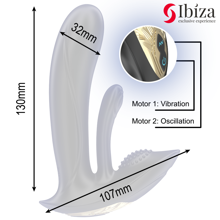 IBIZA - VIBRATEUR PORTABLE AVEC STIMULATION DU POINT G ET DU CLITORIS AVEC TÉLÉCOMMANDE - 7eme ciel