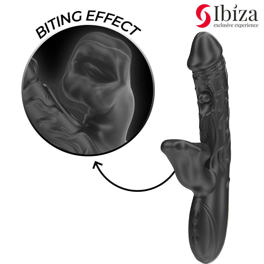 IBIZA - VIBRATEUR ET STIMULATEUR DE CLITORIS AVEC EFFET DE MORDRE ET DE ROTATION - 7eme ciel