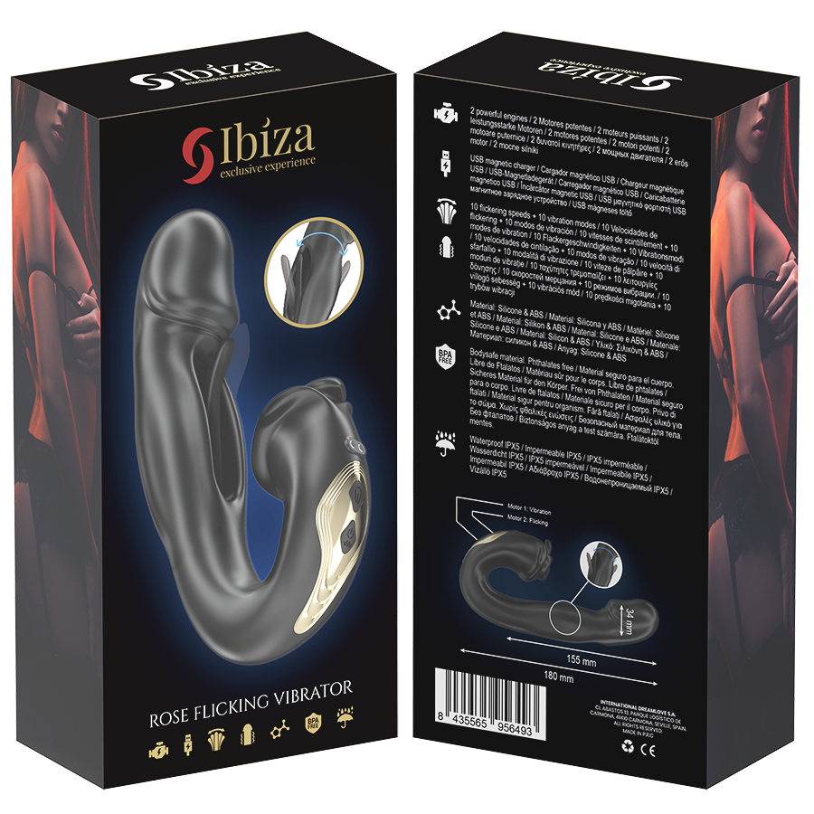 IBIZA - ROSE VIBRATEUR EFFET FLICKING ET STIMULATEUR DE CLITO - 7eme ciel
