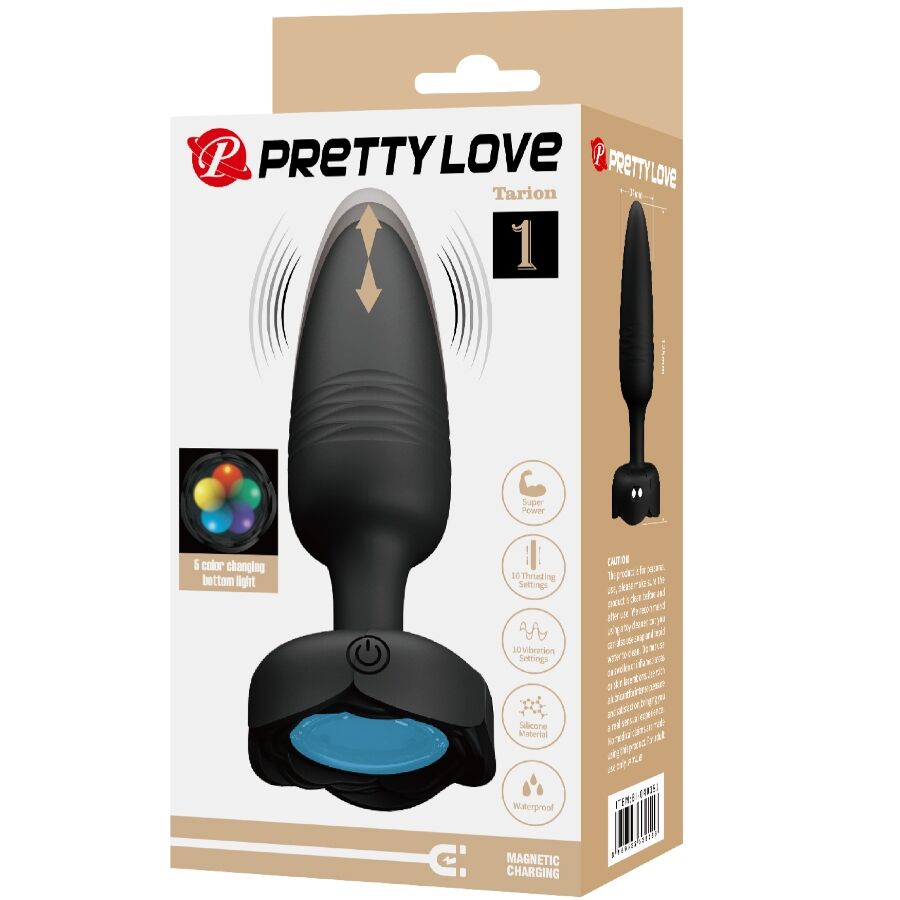 PRETTY LOVE - TARION PLUG ANAL AVEC LUMIÈRE LED NOIR 12,5 CM