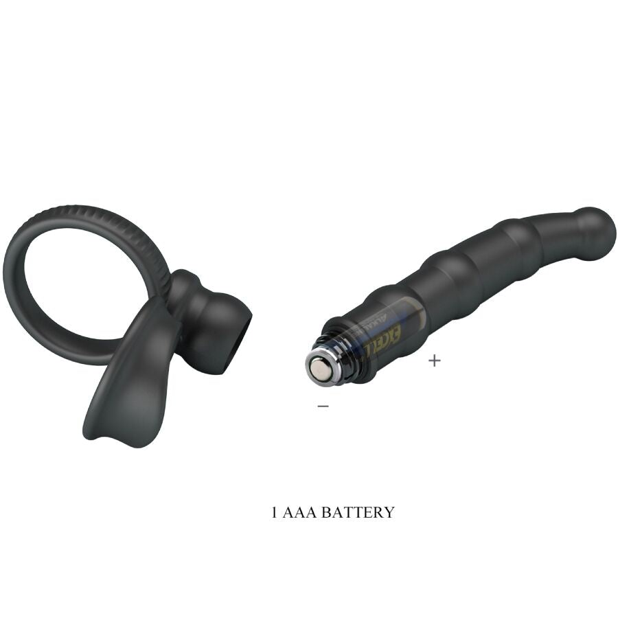 PRETTY LOVE - ANNEAU PÉNIS VIBRANT TATUM AVEC PLUG 10 VIBRATIONS NOIR