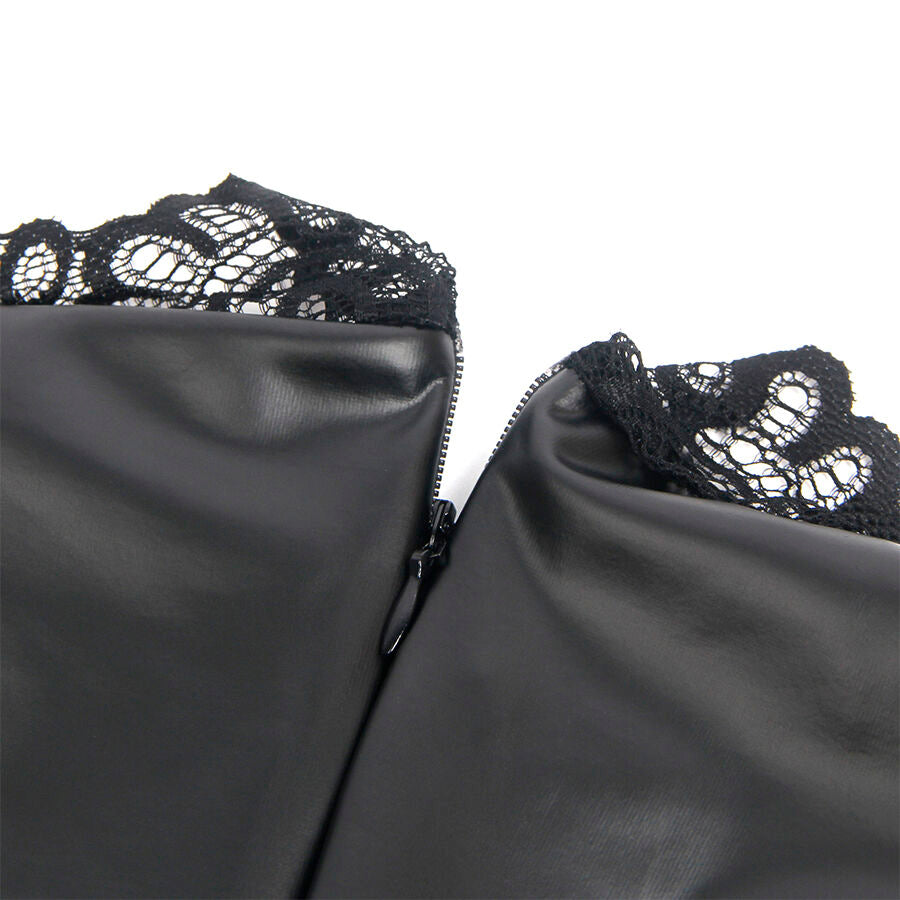 SUBBLIME - 957544 ROBE EN CUIR COL DENTELLE NOIRE S/M - 7eme ciel