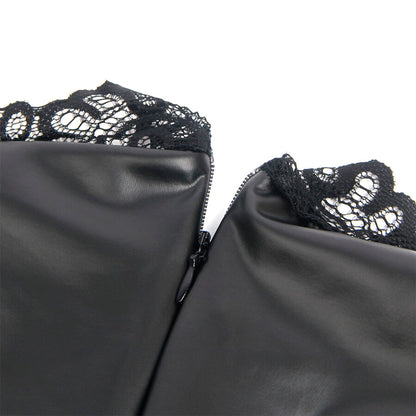 SUBBLIME - 957544 ROBE EN CUIR COL DENTELLE NOIRE S/M - 7eme ciel