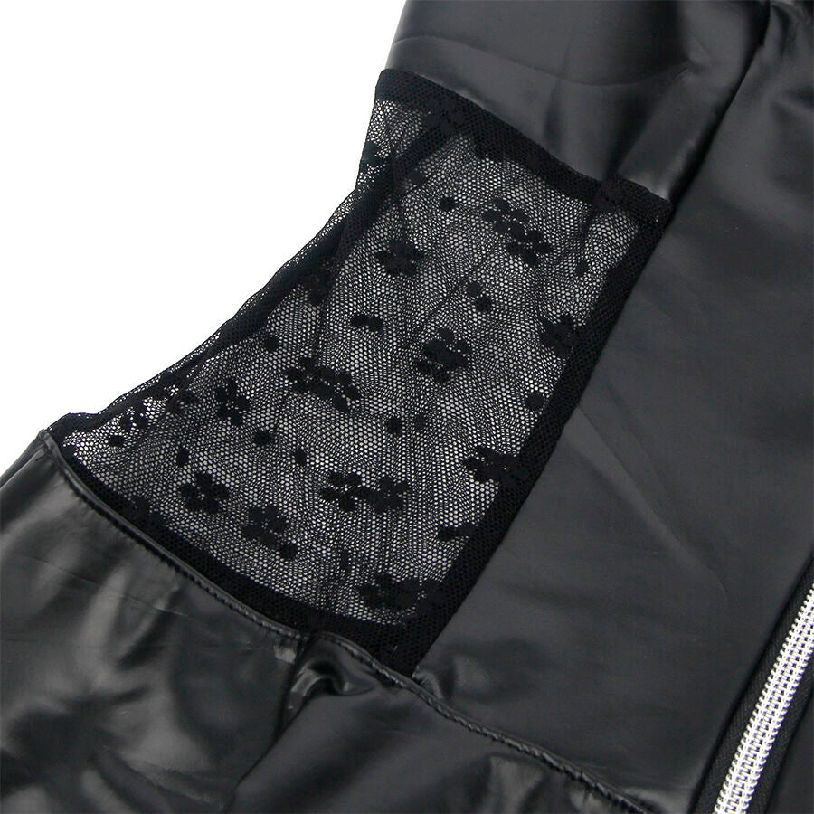 SUBBLIME - 957704 ROBE EN CUIR À FERMETURE ÉCLAIR EN DENTELLE NOIRE S/M - 7eme ciel