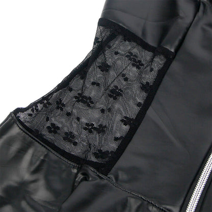 SUBBLIME - 957704 ROBE EN CUIR À FERMETURE ÉCLAIR EN DENTELLE NOIRE S/M - 7eme ciel