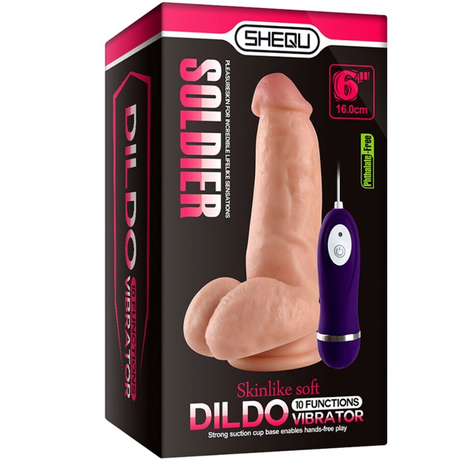 SHEQU - SOLDAT VIBRATEUR DILDO AVEC TÉLÉCOMMANDE 16 CM - 7eme ciel