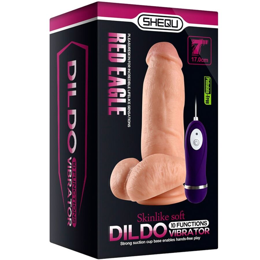 SHEQU - DILDO VIBRATEUR RED EAGLE AVEC TÉLÉCOMMANDE 17 CM - 7eme ciel