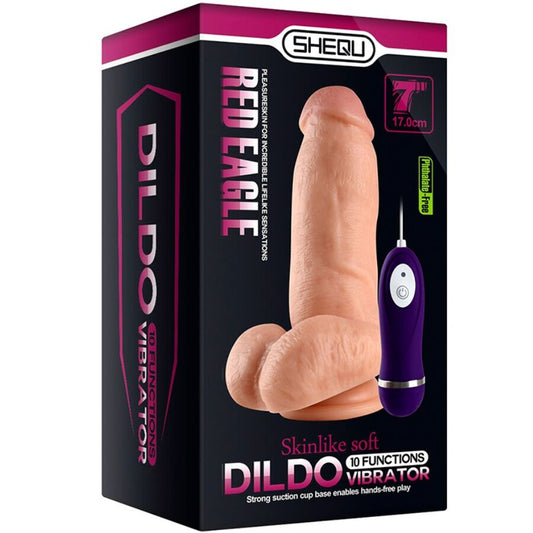 SHEQU - DILDO VIBRATEUR RED EAGLE AVEC TÉLÉCOMMANDE 17 CM - 7eme ciel