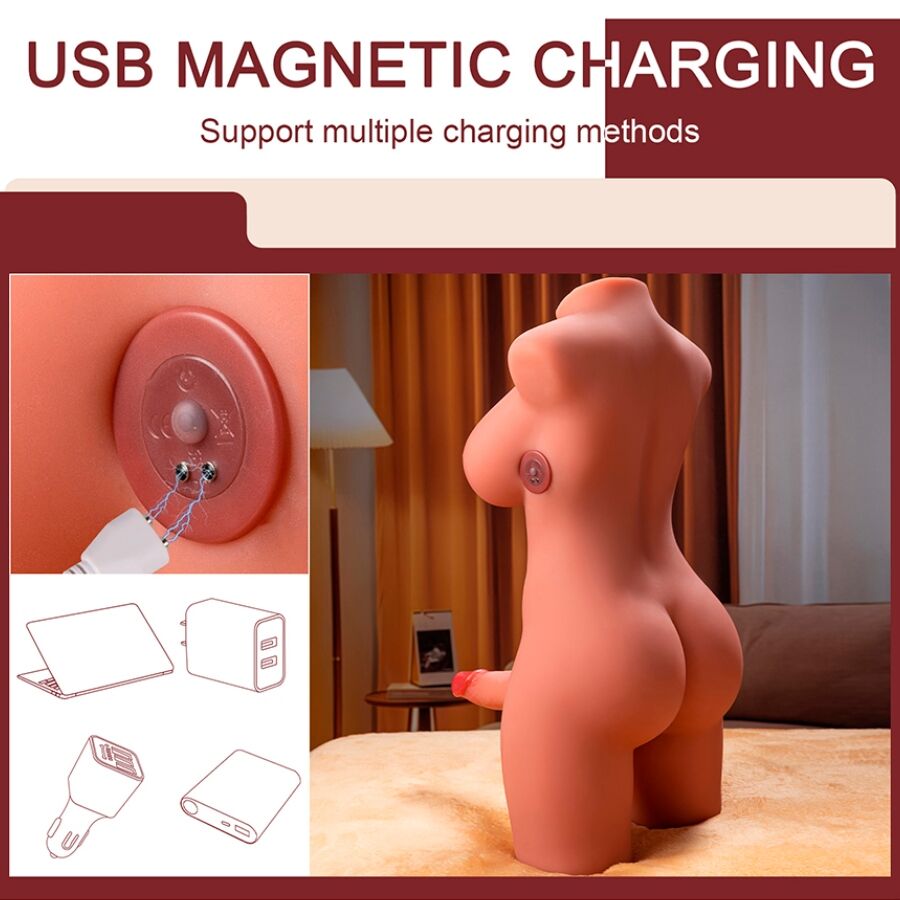 XISE - MIAH LADY BOY TORSE FÉMININ AVEC GODE AVEC VIBRATION ET POUSSÉE 55 CM - 7eme ciel