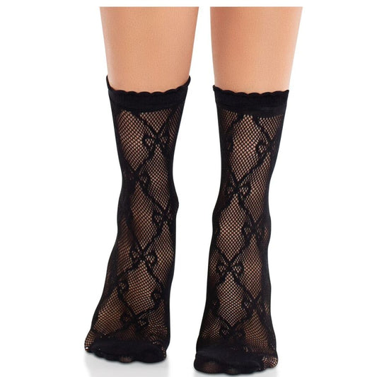 LEG AVENUE - CHAUSSETTES NOIRES EN DENTELLE AVEC NŒUD - 7eme ciel