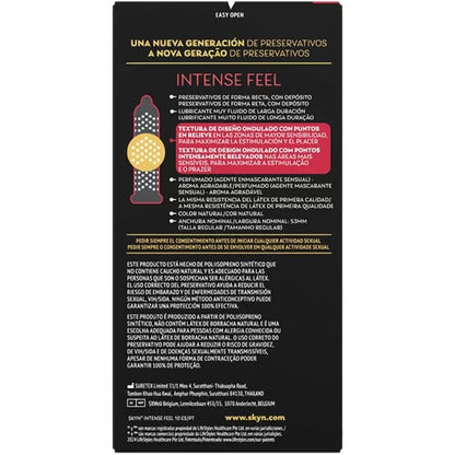 SKYN - PRÉSERVATIF TEXTURÉ À LA SENSATION INTENSE AVEC UN DESIGN ONDULÉ 10 UNITÉS