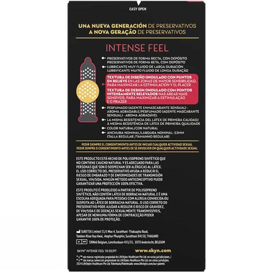 SKYN - PRÉSERVATIF TEXTURÉ À LA SENSATION INTENSE AVEC UN DESIGN ONDULÉ 10 UNITÉS