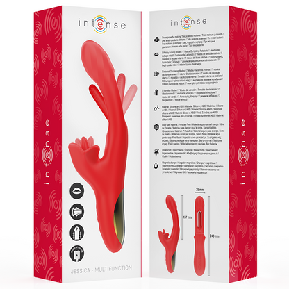 INTENSE - JESSICA VIBRATEUR MULTIFONCTION STIMULATION CLITORIS 24,8 CM ROUGE - 7eme ciel