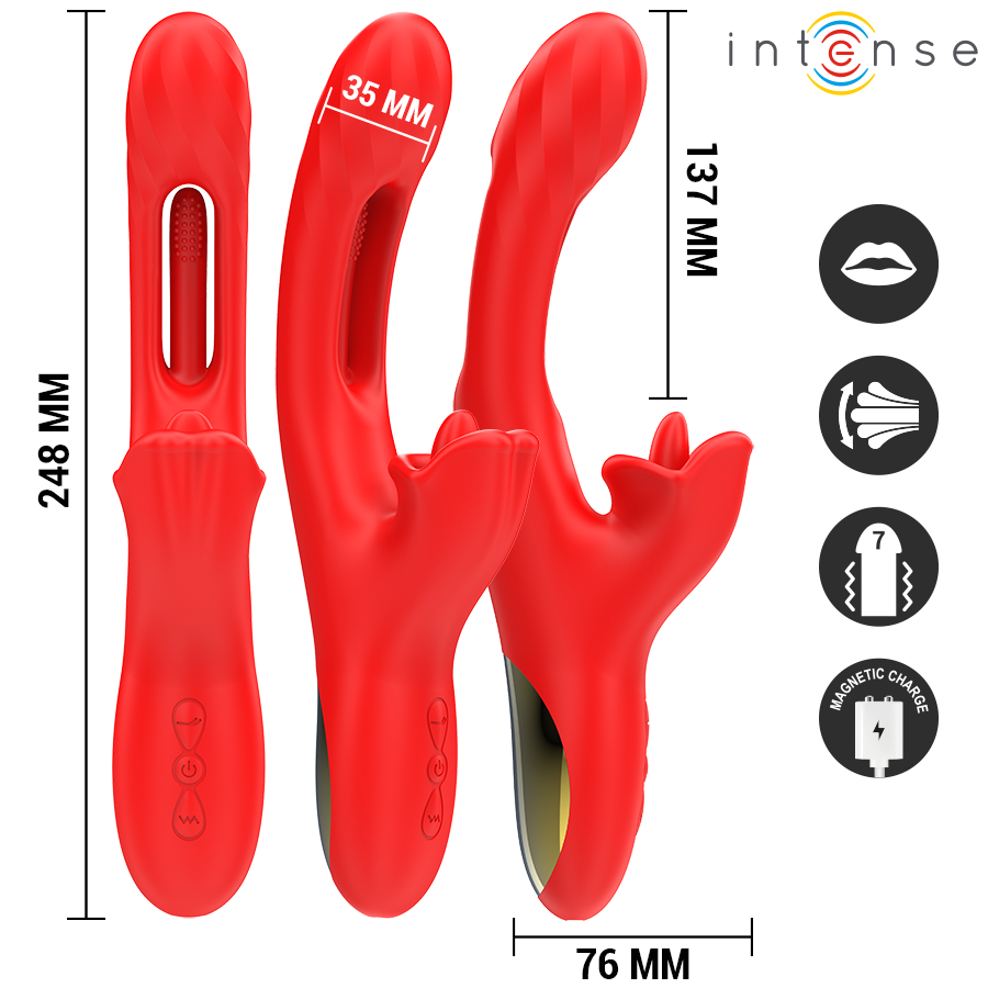 INTENSE - JESSICA VIBRATEUR MULTIFONCTION STIMULATION CLITORIS 24,8 CM ROUGE - 7eme ciel