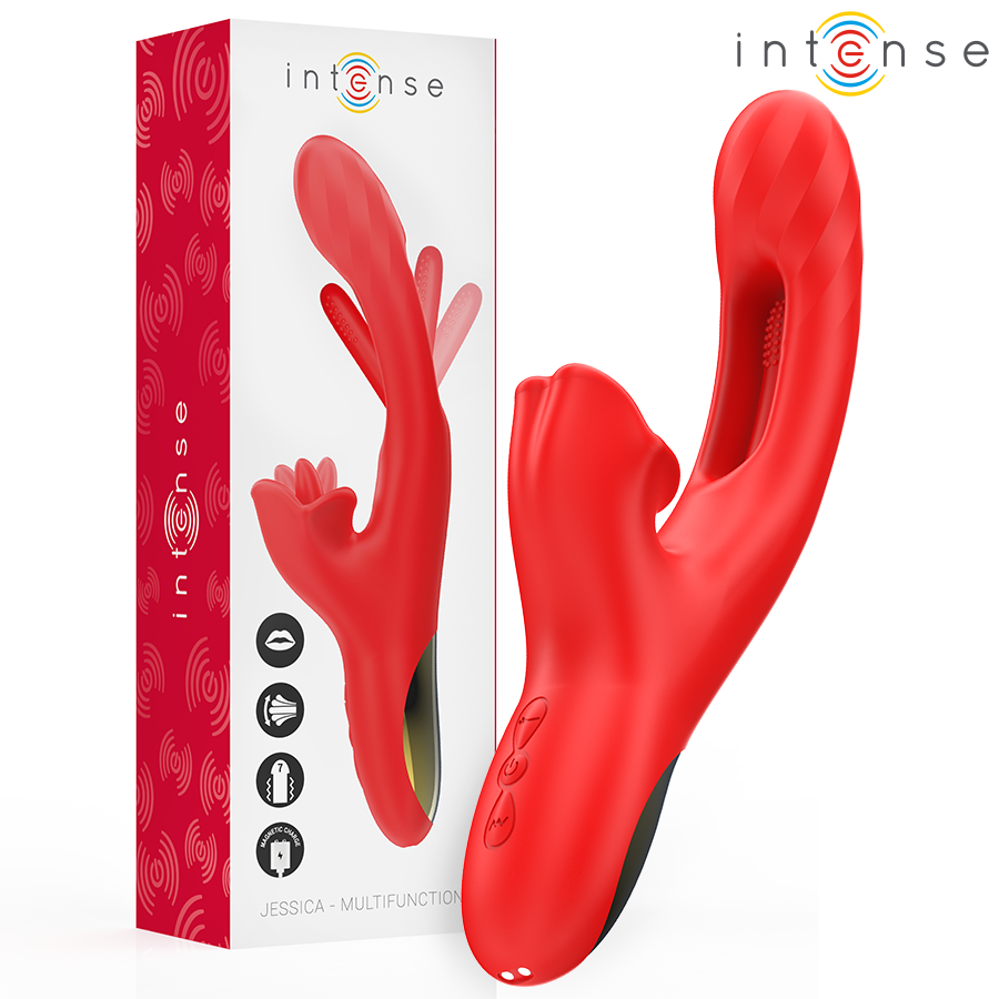 INTENSE - JESSICA VIBRATEUR MULTIFONCTION STIMULATION CLITORIS 24,8 CM ROUGE - 7eme ciel