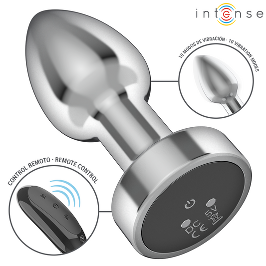 INTENSE - PLUG ANAL 10 VIBRATIONS MÉTAL AVEC TÉLÉCOMMANDE S - 7eme ciel