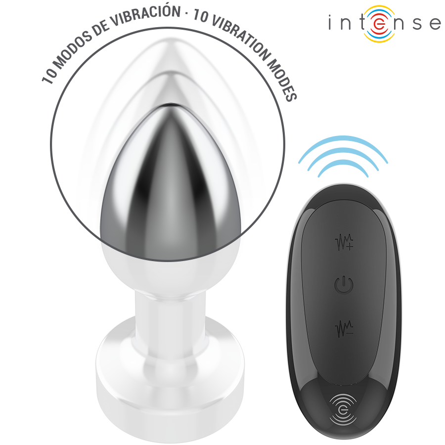 INTENSE - PLUG ANAL 10 VIBRATIONS MÉTAL AVEC TÉLÉCOMMANDE S - 7eme ciel