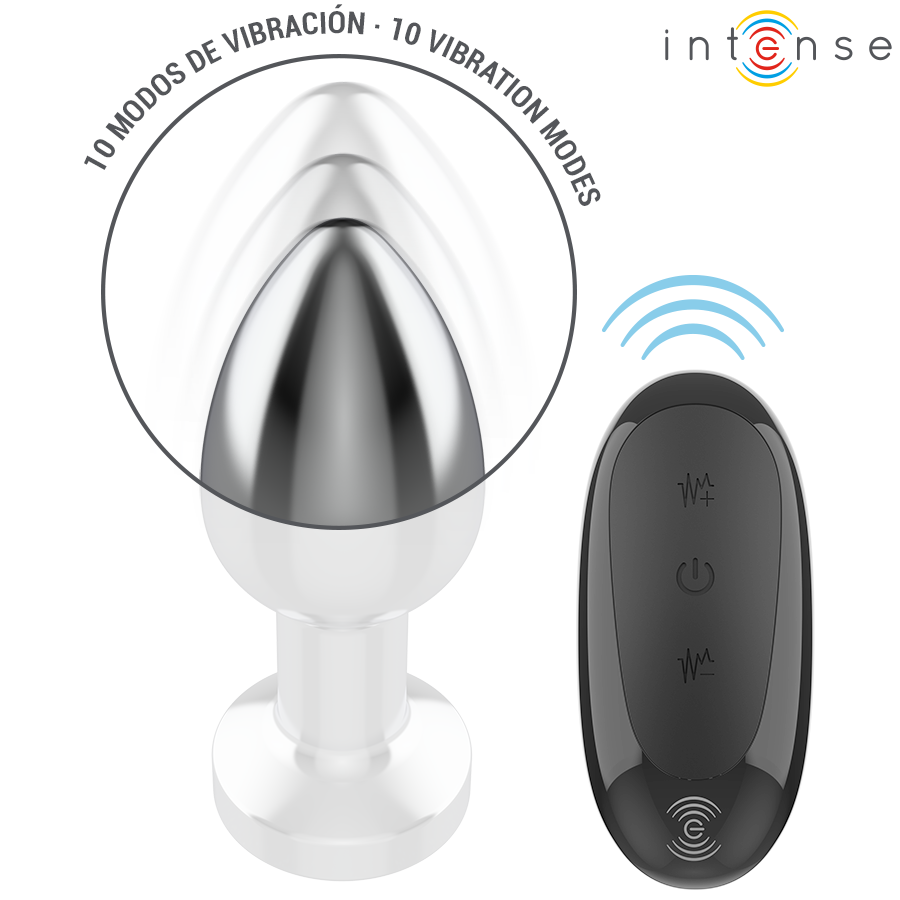 INTENSE - PLUG ANAL 10 VIBRATIONS MÉTAL AVEC TÉLÉCOMMANDE M - 7eme ciel