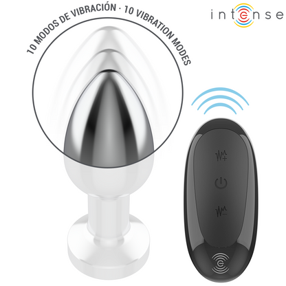 INTENSE - PLUG ANAL 10 VIBRATIONS MÉTAL AVEC TÉLÉCOMMANDE M - 7eme ciel