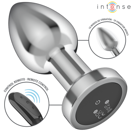 INTENSE - PLUG ANAL 10 VIBRATIONS MÉTAL AVEC TÉLÉCOMMANDE M - 7eme ciel