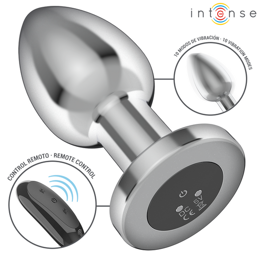 INTENSE - PLUG ANAL 10 VIBRATIONS MÉTAL AVEC TÉLÉCOMMANDE L - 7eme ciel