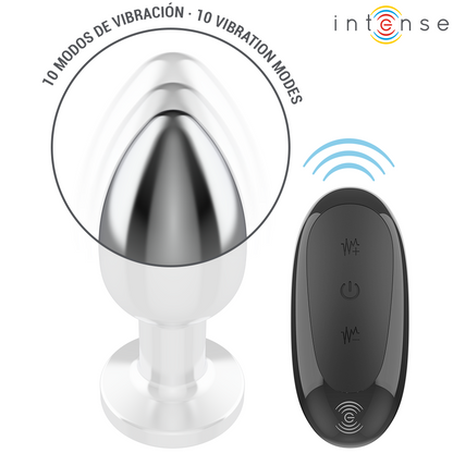 INTENSE - PLUG ANAL 10 VIBRATIONS MÉTAL AVEC TÉLÉCOMMANDE L - 7eme ciel