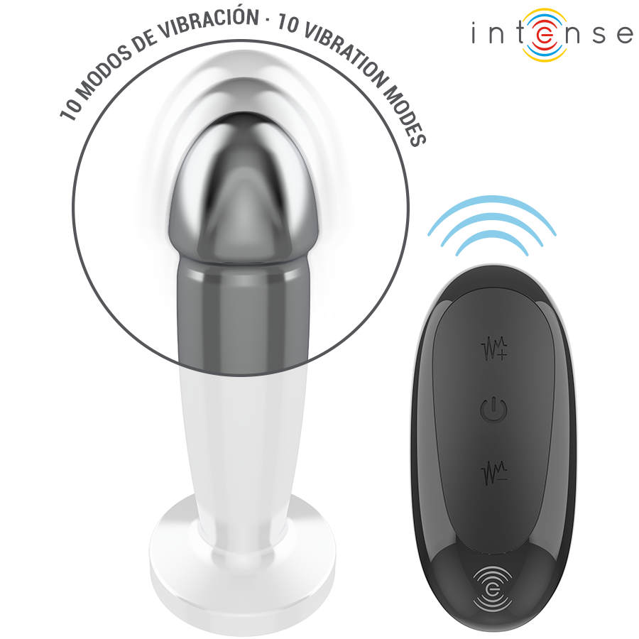 INTENSE - PLUG ANAL 10 VIBRATIONS GODE MÉTALLIQUE AVEC TÉLÉCOMMANDE S - 7eme ciel