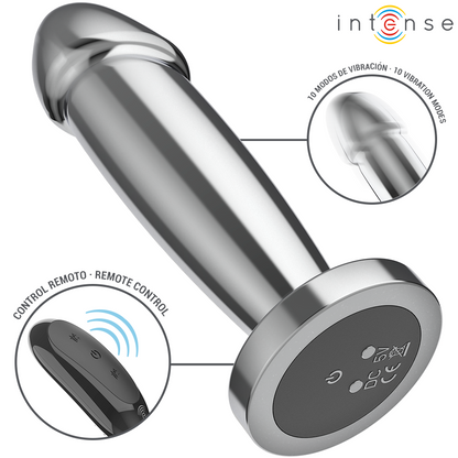 INTENSE - PLUG ANAL 10 VIBRATIONS GODE MÉTALLIQUE AVEC TÉLÉCOMMANDE S - 7eme ciel