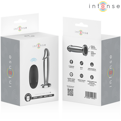INTENSE - PLUG ANAL 10 VIBRATIONS GODE MÉTALLIQUE AVEC TÉLÉCOMMANDE M - 7eme ciel